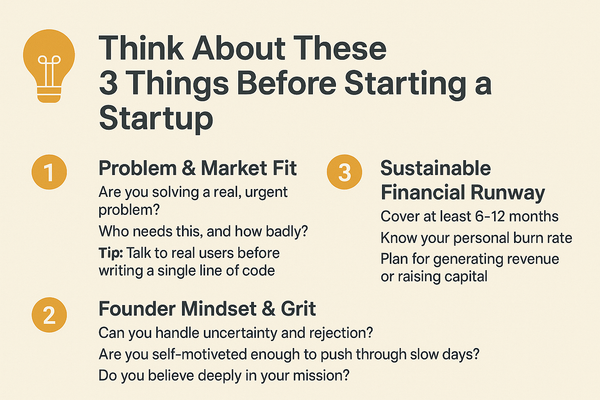 Think About These 3 Things Before Starting a Startup